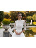 Ivory Lace Pearl Embellished Wedding Dress With Removable Train